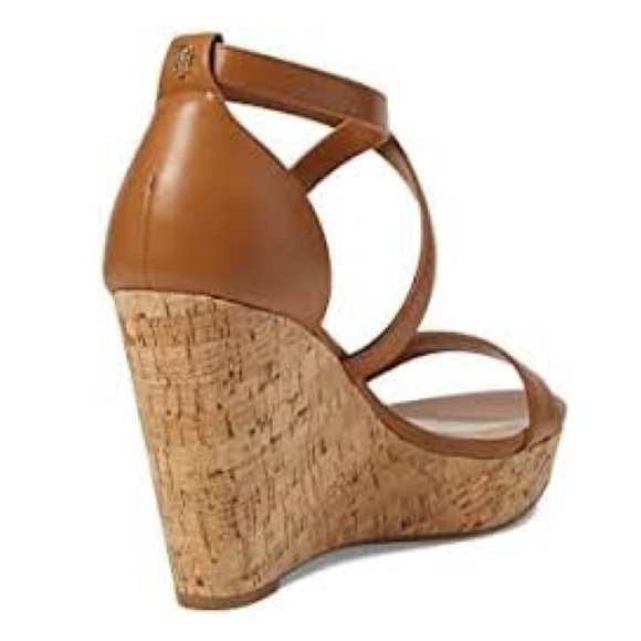 LIKE NEW — Tommy Hilfiger MISSA Leather Tan Platform Wedge Size 10 - Picture 3 of 10